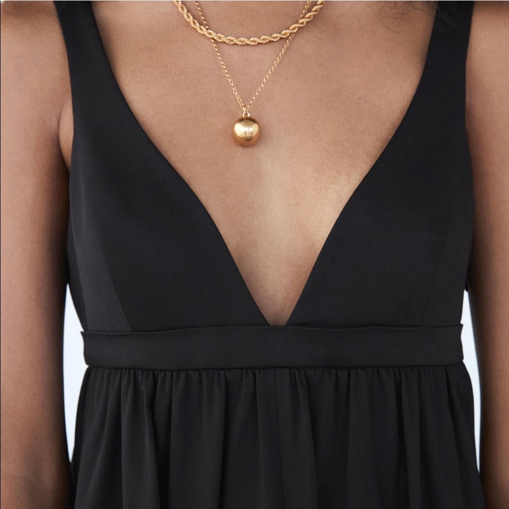 ZARA NWT Voluminous Poplin Black Dress - Picture 2 of 10